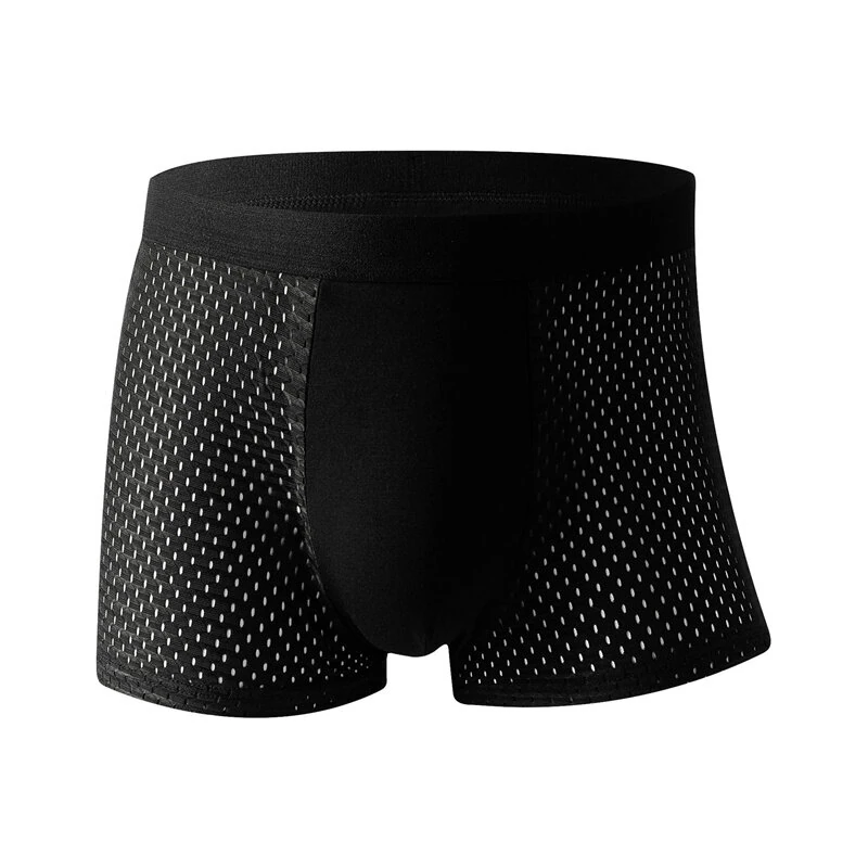 (image for) 4pcs Men's Ice Silk Mesh Boxer Briefs, Summer Thin Style Breathable Comfy Boxer Trunks, Elastic Sports Shorts, Men's Casual Underwear Daily Bottom Wear